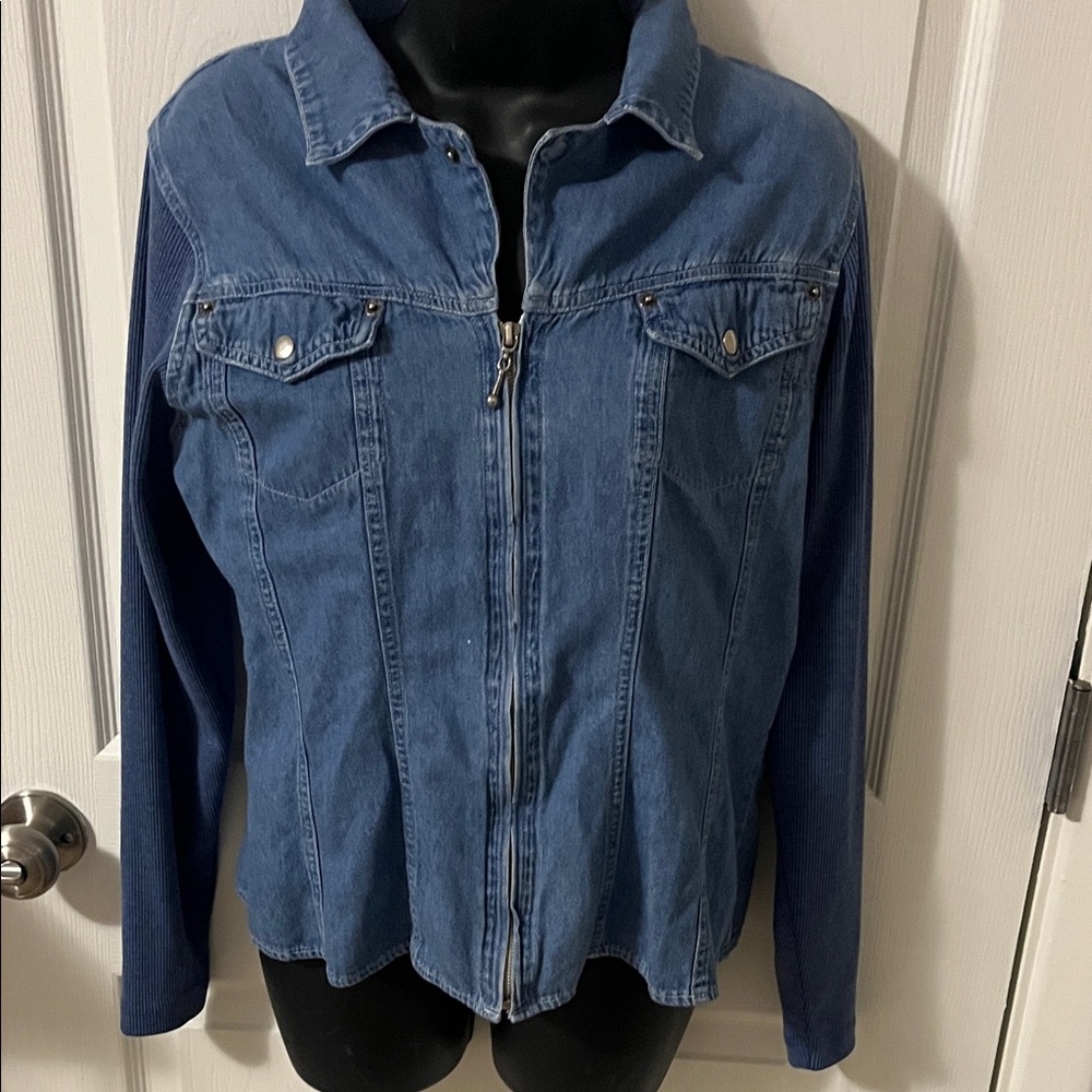 Women's Blue Denim Zip-Front Jacket
